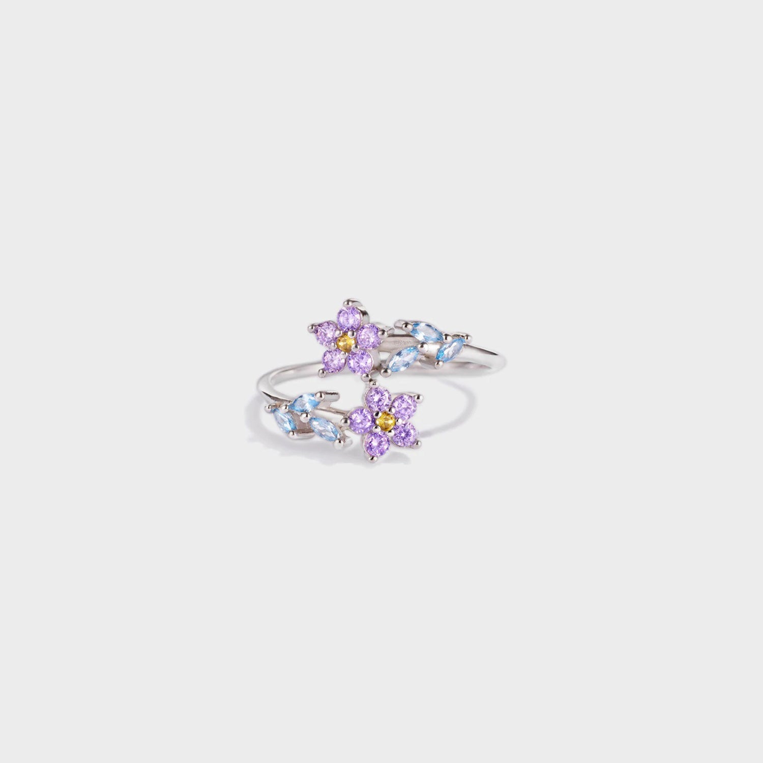 Flower Shape Inlaid Zircon 925 Sterling Silver Ring Silver 7 0f60ad66-a476-4093-80da-261cff0dbfa4-Max Trendsi