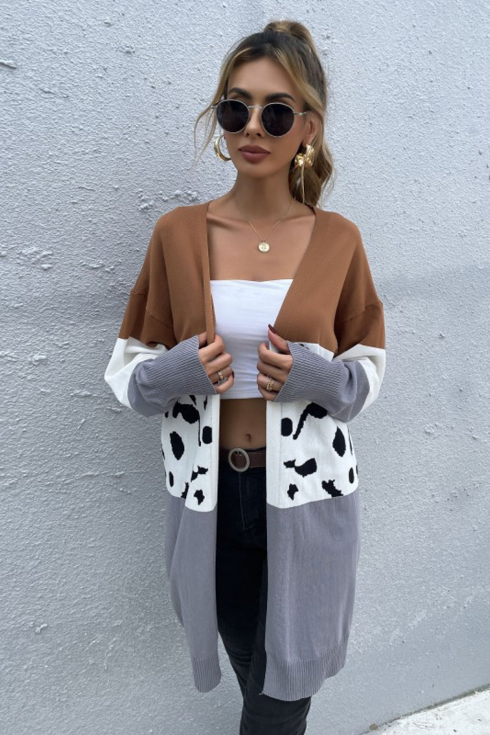Perfee Leopard Color Block Cardigan 1002b22393d14e8c9213753591c089b9-Max Glownestbest
