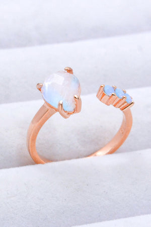 18K Rose Gold-Plated Moonstone Open Ring 1025f35e3cd94ebda89692633d59d514-Max Trendsi