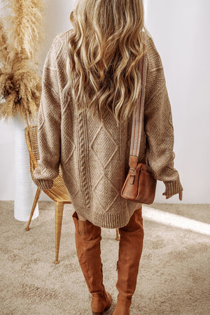 Cable-Knit Round Neck Sweater Dress 105248bb-41d3-4f22-a217-b780d2eb5eaa-Max Glownestbest