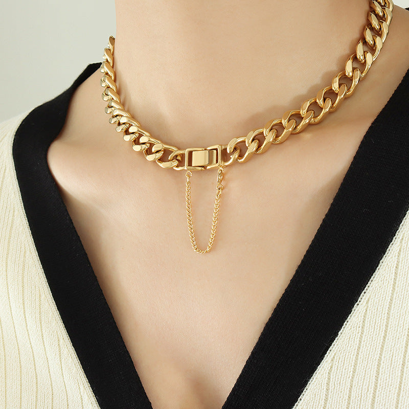 18K Gold Thick Chain Hip Hop Tassel Necklace Bracelet Set 106f7797-8f80-48f5-9ba1-615c658195bf Artshiney