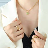 18K gold noble and light luxury gem-set design necklace and earrings set Necklace 10947d76-1ce9-4897-b022-1e2edb4b67fa Artshiney