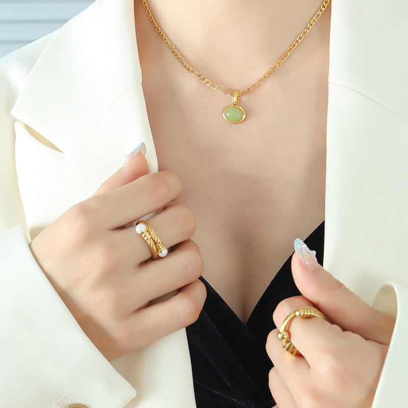 18K gold noble and light luxury gem-set design necklace and earrings set Necklace 10947d76-1ce9-4897-b022-1e2edb4b67fa Artshiney