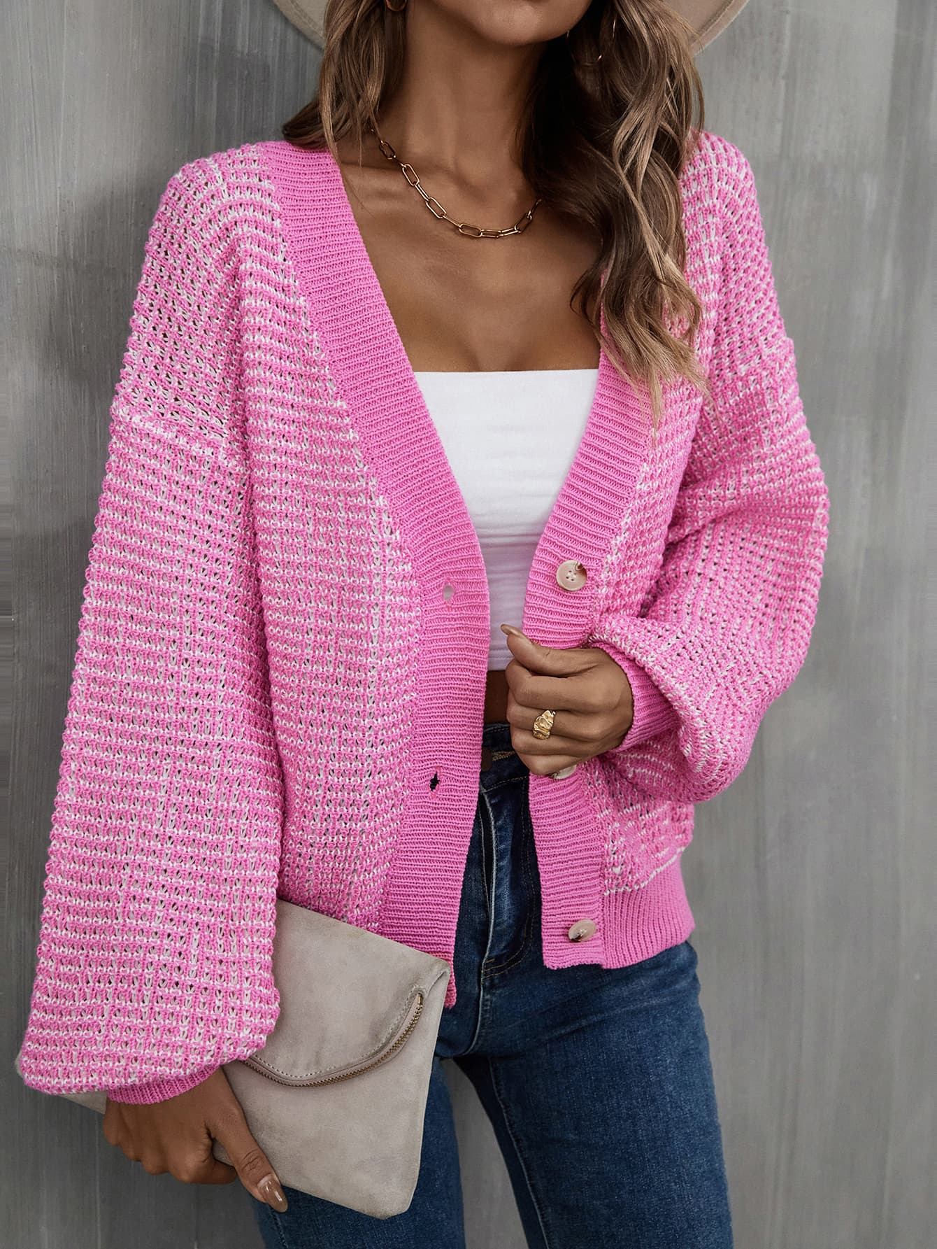 Glownestbest® | V-Neck Dropped Shoulder Cardigan 10ba03d03d7d4932a9e4e70549bed74c-Max Glownestbest