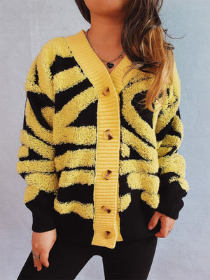 Contrast Button Up Long Sleeve Cardigan 10c68be4-ef41-46a8-96bc-4018ca4d251a-Max Glownestbest
