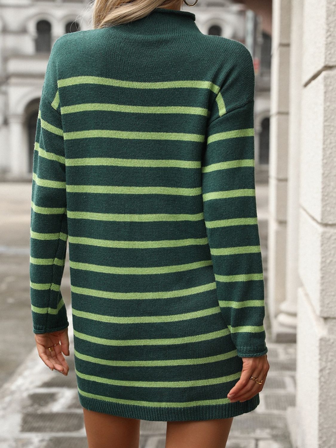 Striped Mock Neck Long Sleeve Mini Dress 10e676a6-ae73-4de5-b024-97aab18a37f6-Max Glownestbest