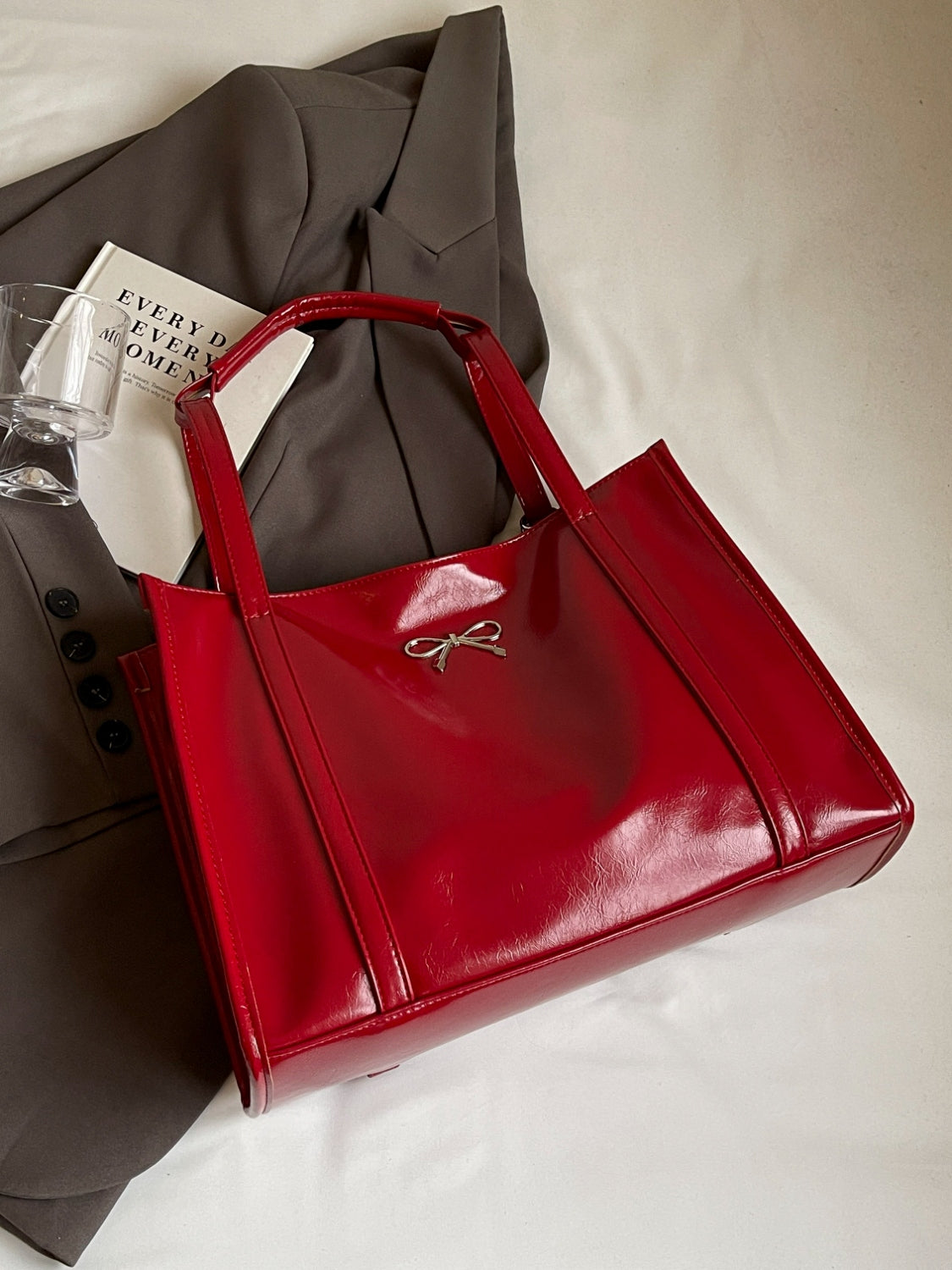 PU Leather Bow Shoulder Bag 10f827eb-46fd-4de3-aeae-7a5e3acdf065-Max Trendsi