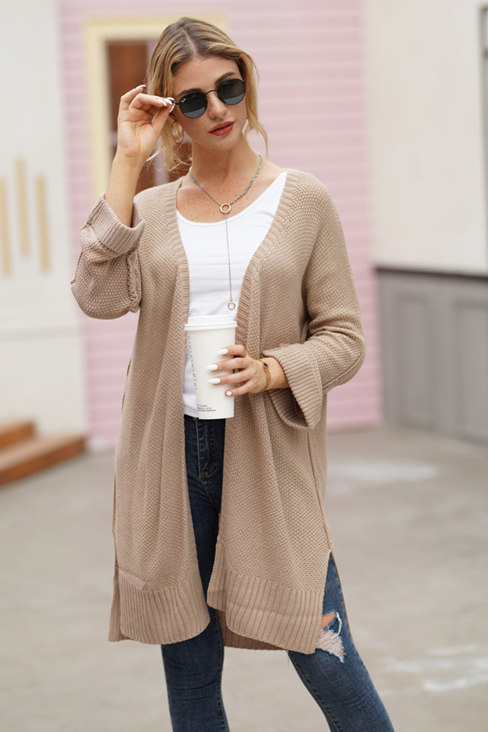 Open Front Long Sleeve Cardigan Dust Storm 11374ada-766f-44f7-a269-a179dd422ecf-Max Glownestbest
