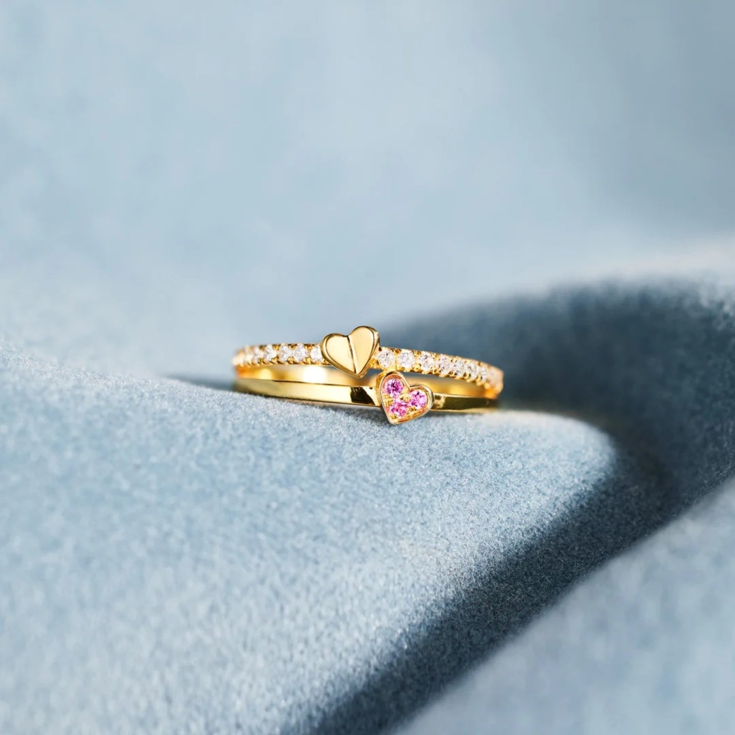 18K Gold-Plated 925 Sterling Silver Double-Layered Ring 1160a8b1-10f4-44a9-865c-baff1362c869-Max Trendsi
