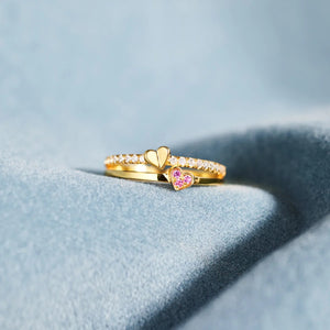 18K Gold-Plated 925 Sterling Silver Double-Layered Ring 1160a8b1-10f4-44a9-865c-baff1362c869-Max Trendsi