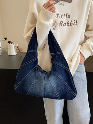 Crescent Shaped Denim Shoulder Bag 11646459-ffe4-4813-8516-279ff8a373a2-Max Trendsi