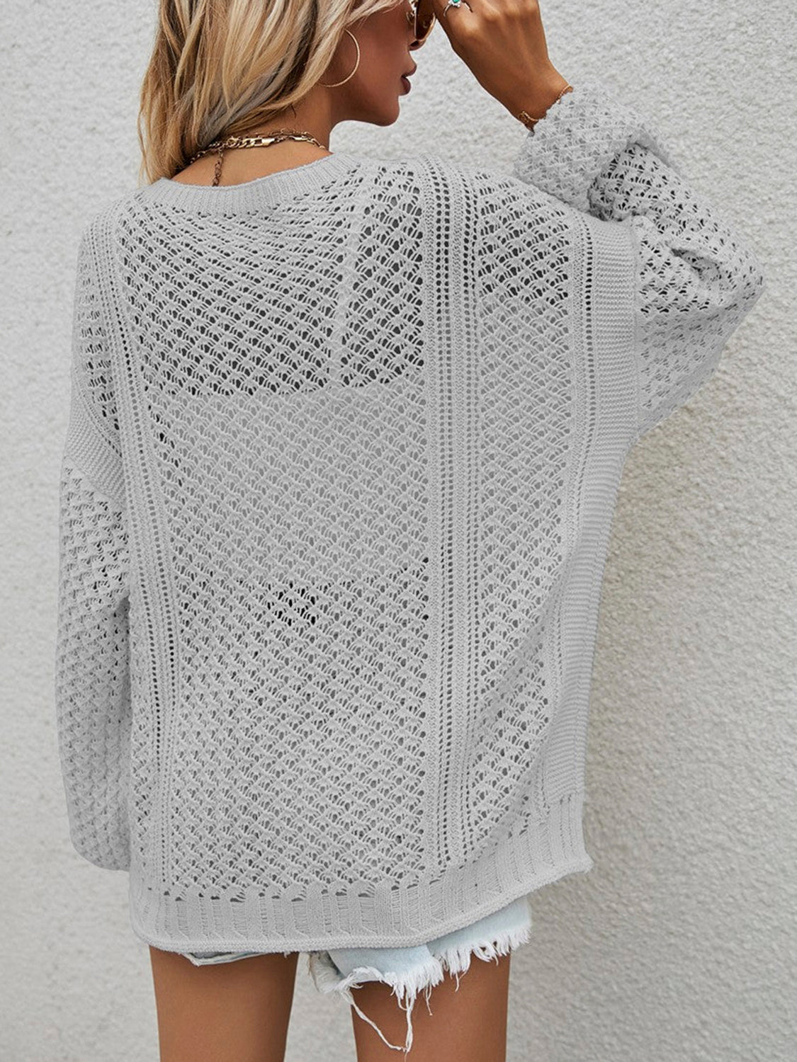 Glownestbest® | Openwork Button Front Cardigan 11885f06dff54276b5a9c66e31bde904-Max Glownestbest