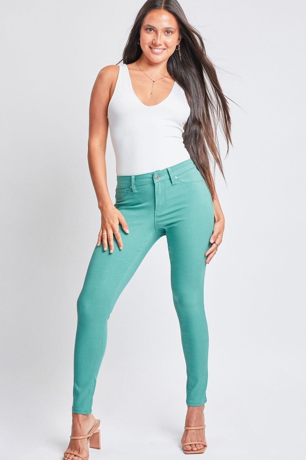 YMI Jeanswear Full Size Hyperstretch Mid-Rise Skinny Pants SeaGreen 11890ccf-8612-4e75-b442-18d62b1a0ee1-Max Trendsi