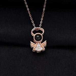 Noble and exquisite angel diamond projection necklace Rose gold 11986ada-80f9-49b4-8a1b-0669d04b764d Artshiney