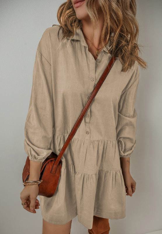 Tiered Collared Neck Balloon Sleeve Shirt Dress 123956b7-bfa9-4891-9fec-ee8b2237508e-Max Glownestbest