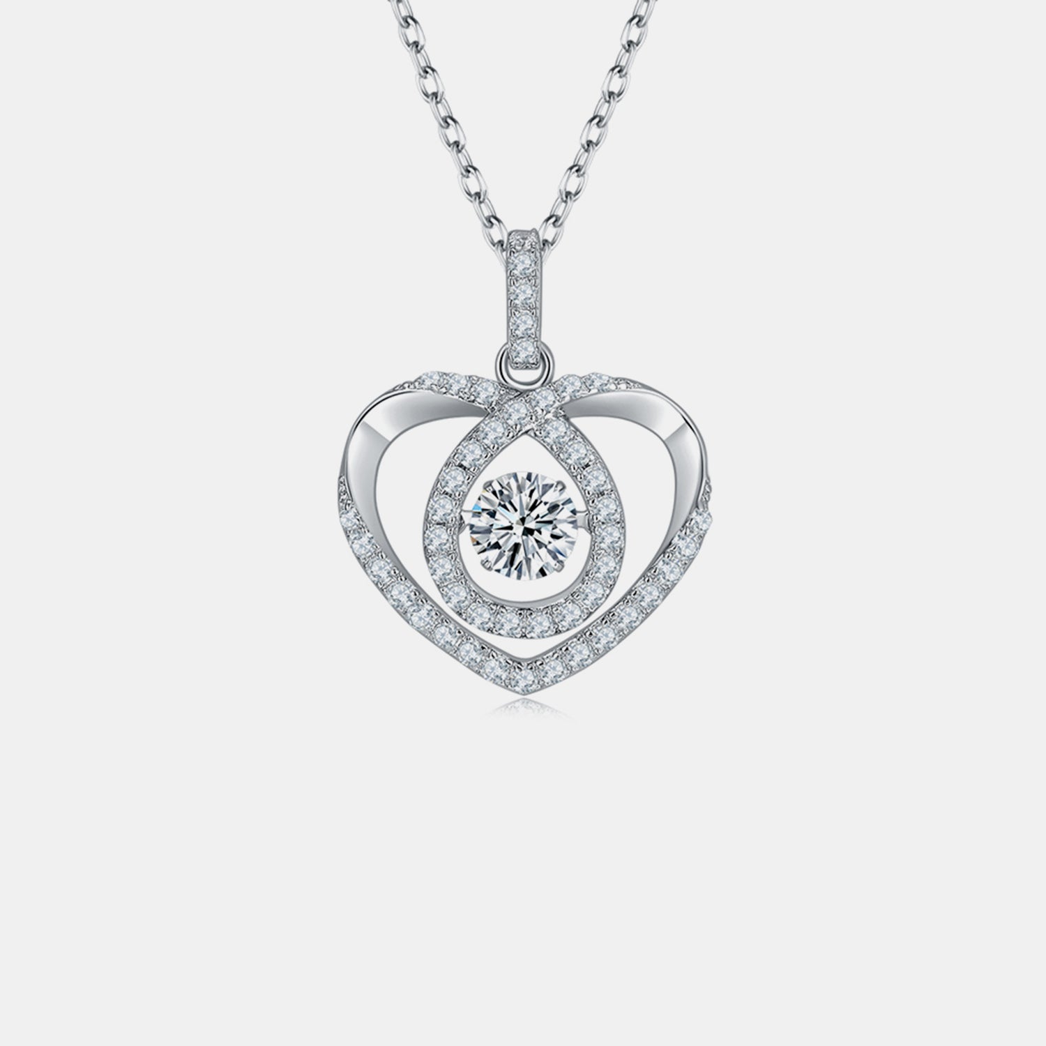 Moissanite 925 Sterling Silver Heart Shape Necklace 127dde82-a382-49c1-88f4-51bc3ad2f01e-Max Trendsi