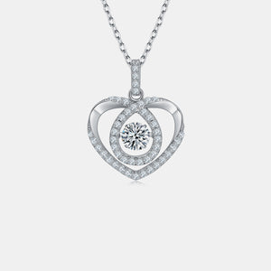 Moissanite 925 Sterling Silver Heart Shape Necklace 127dde82-a382-49c1-88f4-51bc3ad2f01e-Max Trendsi