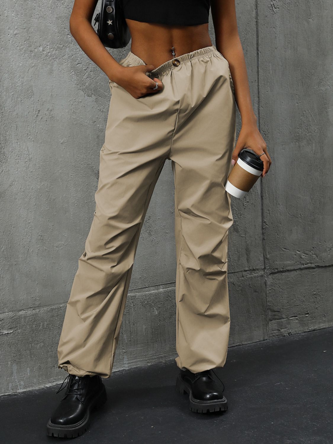 Perfee Pocketed Elastic Waist Pants 128c9474-5360-4e6b-9681-4ccc06e7b5c3-Max Trendsi