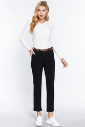 ACTIVE BASIC Cotton-Span Twill Straight Pants Black 129eda3d-ad21-40eb-9bcf-b0ff5e0d8d5b-Max Trendsi