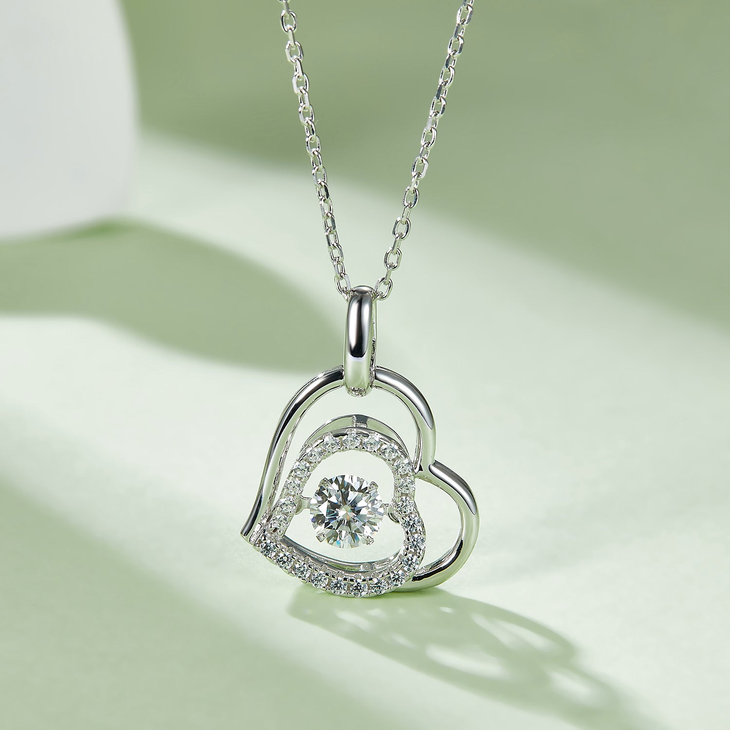 Moissanite 925 Sterling Silver Heart Necklace Silver One Size 12e18d6e-15e6-4a37-99ae-ab971dea495b-Max Trendsi