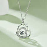 Moissanite 925 Sterling Silver Heart Necklace Silver One Size 12e18d6e-15e6-4a37-99ae-ab971dea495b-Max Trendsi