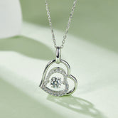 Moissanite 925 Sterling Silver Heart Necklace Silver One Size 12e18d6e-15e6-4a37-99ae-ab971dea495b-Max Trendsi