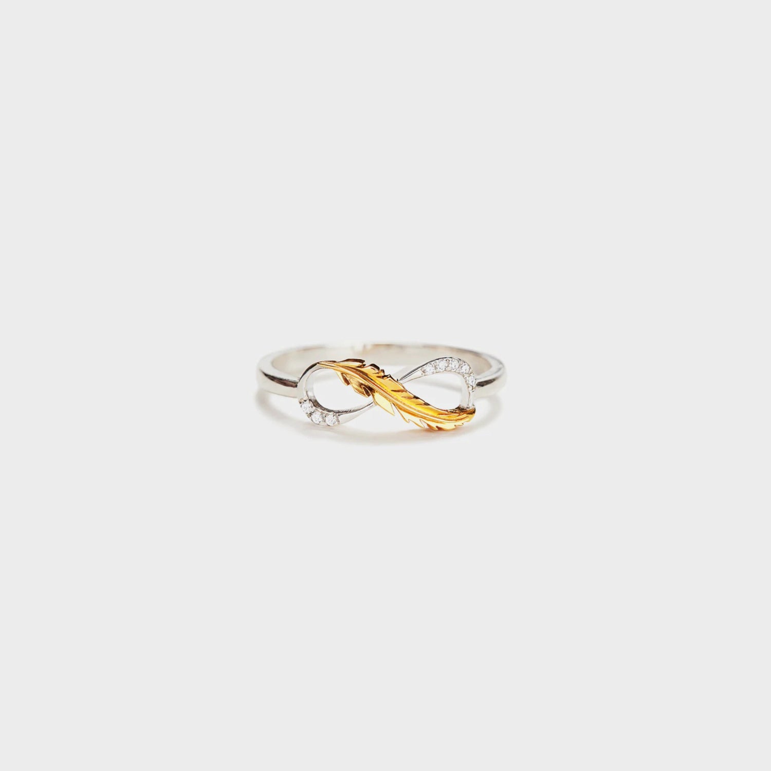 Feather 925 Sterling Silver Zircon Ring Gold 12ece209-70a1-434f-a300-62ef4f5ea884-Max Trendsi