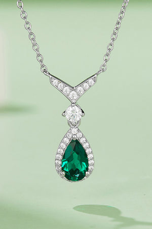 Lab-Grown Emerald Teardrop Necklace 133dbe108be94af697b873869b000cda-Max Trendsi