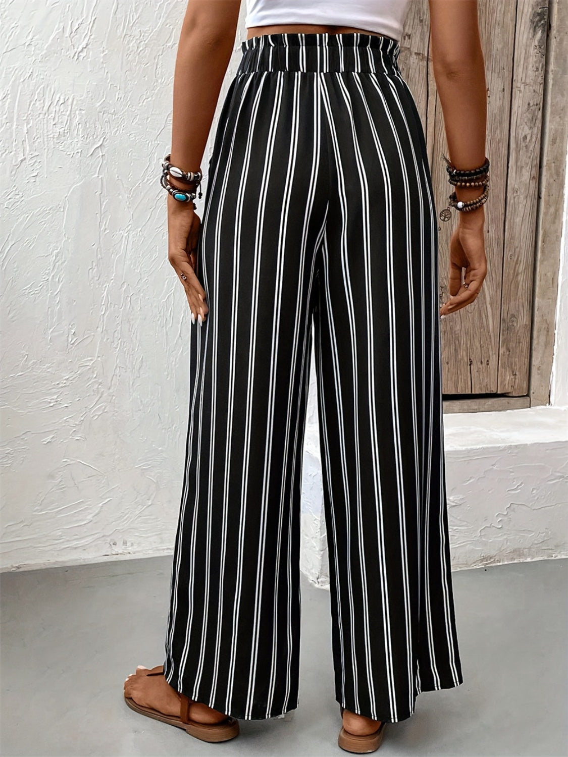 Striped High Waist Wide Leg Pants 13b7d429-9501-403a-bc76-9cd2fa3a1b66-Max Trendsi