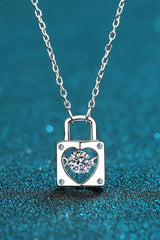 Adored Moissanite Lock Pendant Necklace Silver One Size 148af2bccb9445dfbe15da9f602454bc-Max Glownestbest