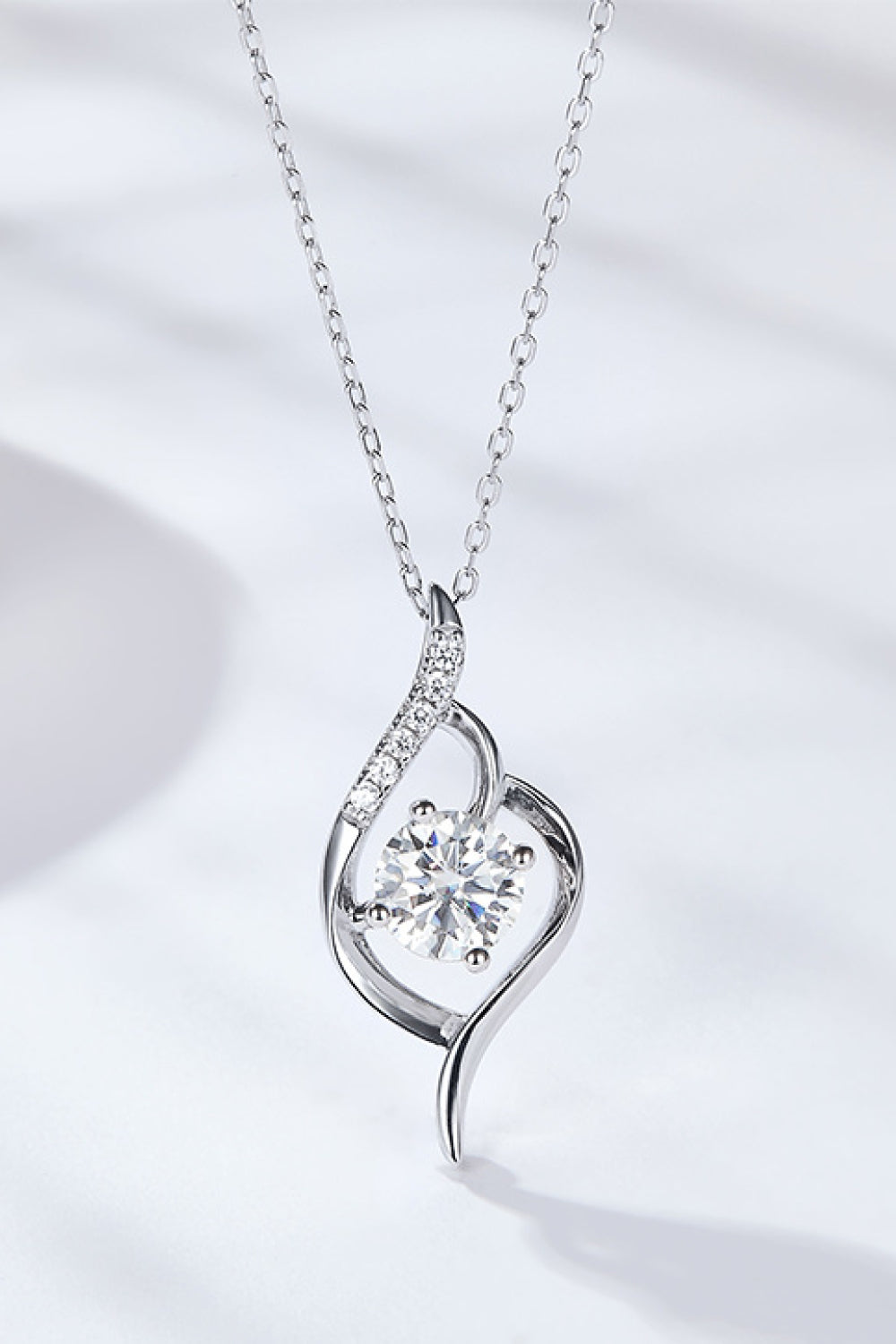 Platinum-Plated 1 Carat Moissanite Pendant Necklace Silver One Size 149ebcaf6f25436f9d93fc1fd5452a1a-Max Trendsi