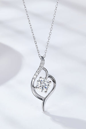 Platinum-Plated 1 Carat Moissanite Pendant Necklace Silver One Size 149ebcaf6f25436f9d93fc1fd5452a1a-Max Trendsi