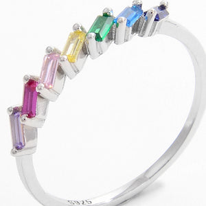 925 Sterling Silver Contrast Zircon Ring 14c7ce02-57c2-499a-b4f2-c5df3a3cad7d-Max Trendsi