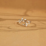 925 Sterling Silver Zircon Leaf Shape Ring Silver One Size 15ec2bd2-12b4-46a5-8207-a164f21af688-Max Trendsi