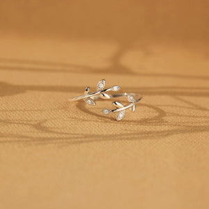 925 Sterling Silver Zircon Leaf Shape Ring Silver One Size 15ec2bd2-12b4-46a5-8207-a164f21af688-Max Trendsi