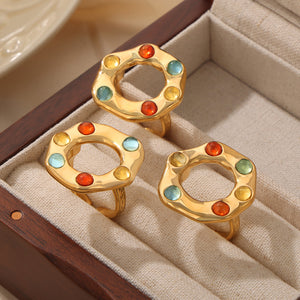Titanium Steel Glass Bead Ring 160c7353-0f53-4bce-b64e-eeb024825241-Max Trendsi
