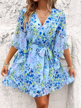 Devine Ruffled Printed Surplice Half Sleeve Mini Dress Light Blue 16fcac06-57ed-45f9-ba3c-5e44cdec941e-Max Glownestbest