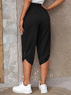 Full Size Roll-Tab Capris Pants 17642bd978a94c56a354482940107378-Max Trendsi