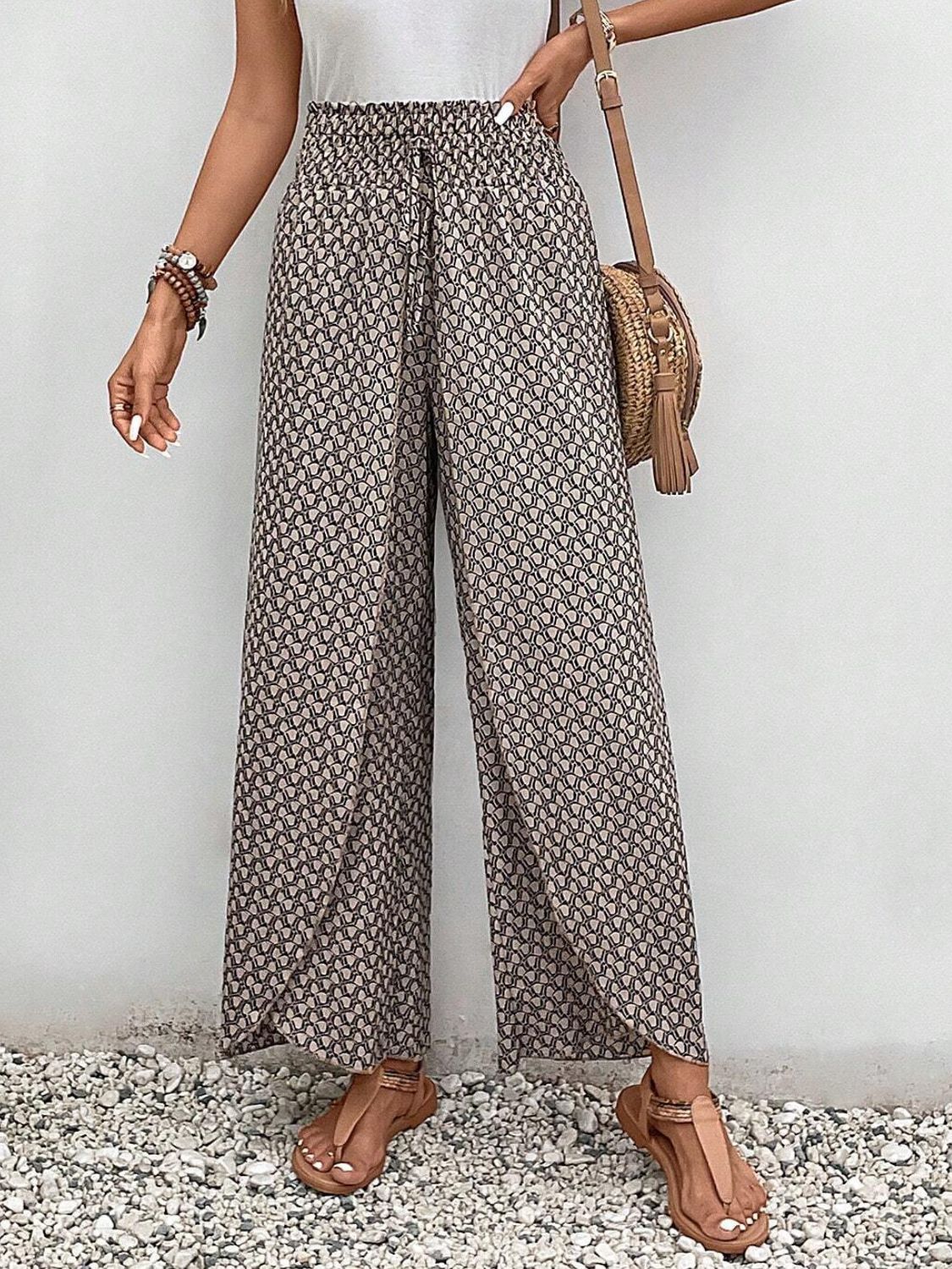 Tied Printed Wide Leg Pants 17f348ba-7cdd-444d-a60c-c9350421c380-Max Trendsi