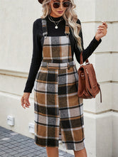 Slit Plaid Wide Strap Overall Dress Camel 17fefd16-e328-4f3d-af53-ce58ee7fbc27-Max Glownestbest