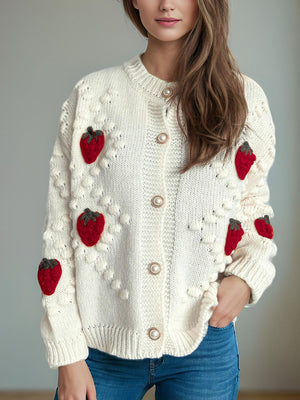 Strawberry Button Down Long Sleeve Cardigan 18001af9-e31b-47b3-8e05-1104ca8e99e8-Max Glownestbest