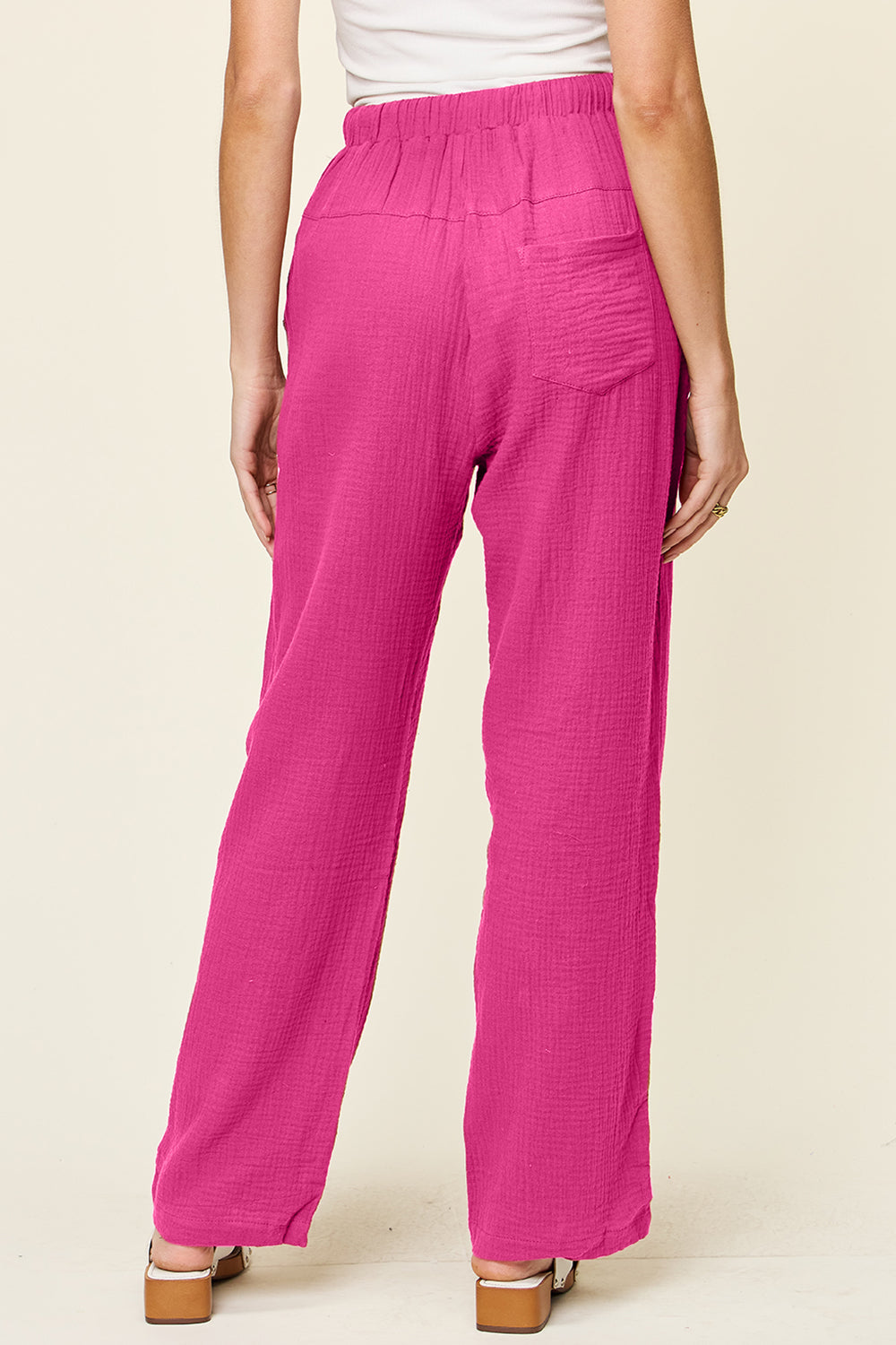 Double Take Full Size Texture Drawstring Straight Pants 186621fb-3a3a-44e0-b65d-8ffd029780ad-Max Trendsi