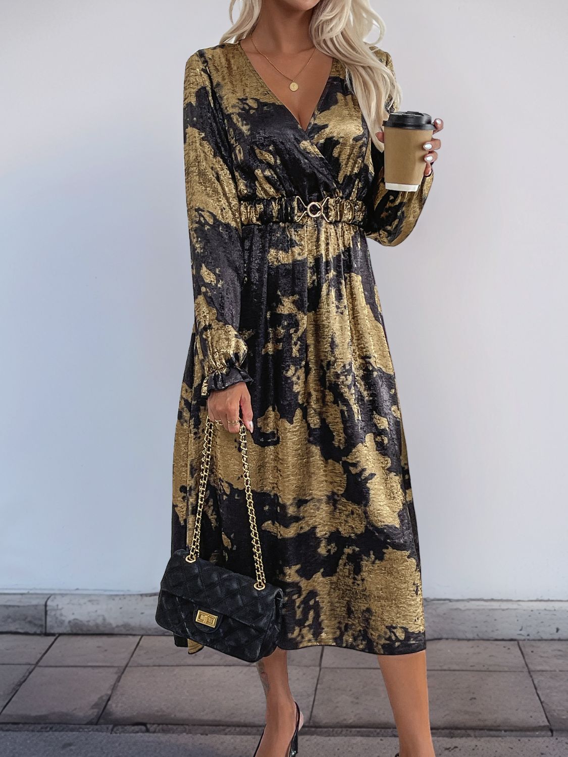 Perfee Printed Surplice Long Sleeve Midi Dress 195f45b8-ac28-4a55-9cf7-ed9362f6c467-Max Glownestbest