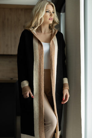 Pocketed Contrast Long Sleeve Hooded Cardigan 19a9839e-940d-48f7-999c-797b9e5c2401-Max Glownestbest