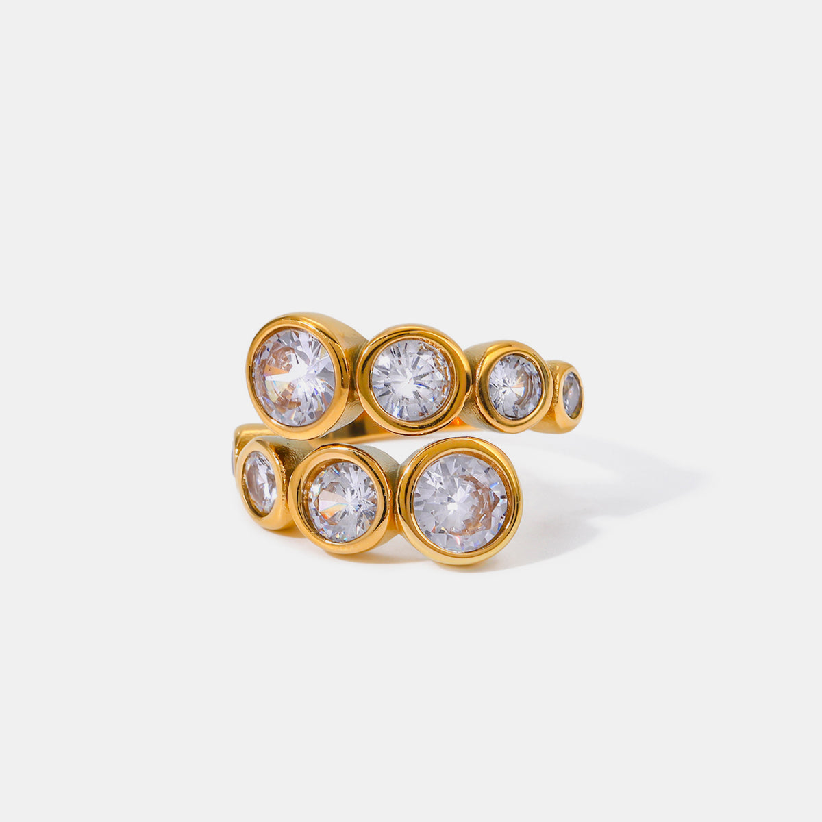 Stainless Steel Inlaid Zircon Bypass Ring Gold 7 19b7f90d-0ce7-443e-be43-53a71dacbaad-Max Trendsi