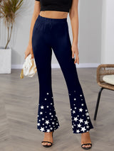 FAM-FAM Star Elastic Waist Bootcut Pants Dark Blue 19f8684e-f6d7-4137-a8eb-b82e98f83db7-Max Trendsi