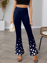 FAM-FAM Star Elastic Waist Bootcut Pants Dark Blue 19f8684e-f6d7-4137-a8eb-b82e98f83db7-Max Trendsi