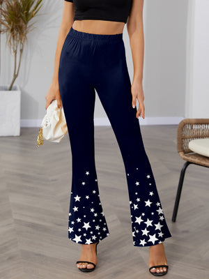 FAM-FAM Star Elastic Waist Bootcut Pants Dark Blue 19f8684e-f6d7-4137-a8eb-b82e98f83db7-Max Trendsi