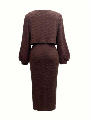 Open Front Long Sleeve Cardigan and Side Slit Cami Dress Set 19fd86ad-5120-4470-959d-48084c7e1a61-Max Glownestbest