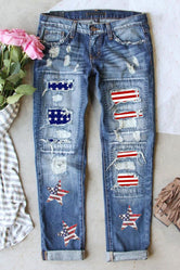 US Flag Mid-Rise Waist Straight Jeans Medium 1a06ee04-5cad-47eb-899f-5a7b1c35b22f-Max Trendsi